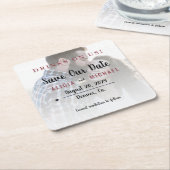 Drinken op ons eenvoudige foto bruiloft opslaan va kartonnen onderzetters (Schuin)