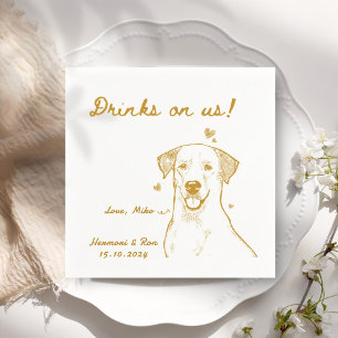 Drinken op ons getekend grappig hond eenvoudige br servet