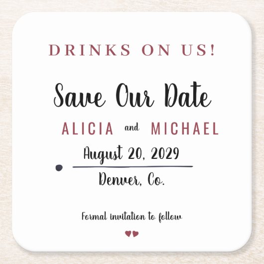 Drinken op ons gewone huwelijk met uitzondering va kartonnen onderzetters (Voorkant)