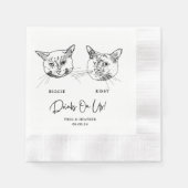Drinken op ons Huisdieren Custom Hand Tekening Wed Servet (Voorkant)
