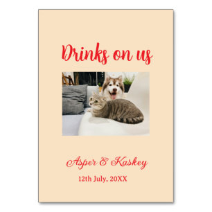 Drinken op ons open bar huisdier foto bruidspaar d kaart