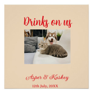 Drinken op ons open bar huisdier foto bruidspaar d perfect poster