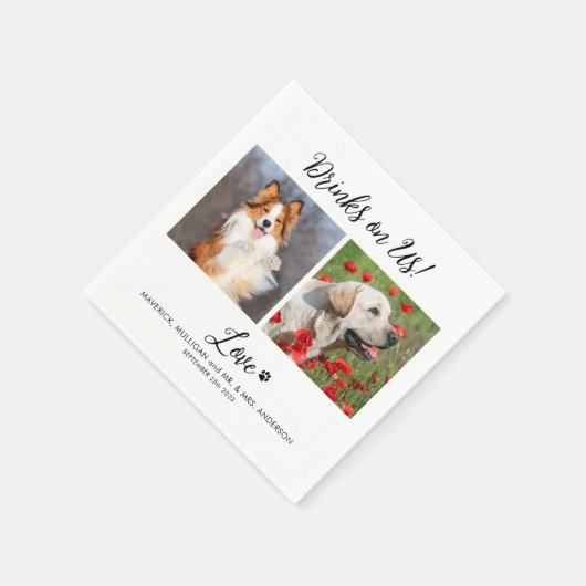 Drinken op ons Pet Photo Modern Stijlvolle bruilof Servet (Hoek)