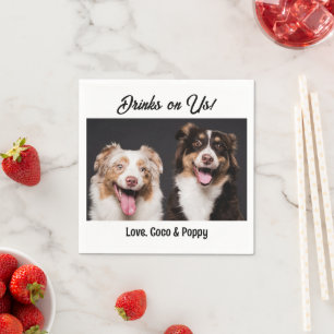 Drinken op ons Schattigee Grappige Foto Hond Huisd Servet
