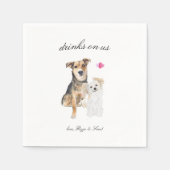 Drinken op ons | Schattigee hond bruiloft servette Servet (Voorkant)