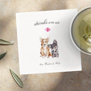 Drinken op ons   Schattigee Pet Dog Bruiloft Servet