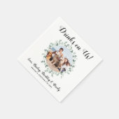 Drinken op Open Bar Greenery Foto Pet Wedding Servet (Hoek)