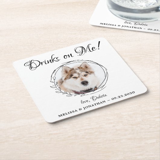 Drinken op Persoonlijk Persoonlijk Pet Foto Dog We Kartonnen Onderzetters (Schuin)