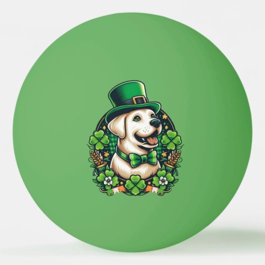 Drinken op St. Patrick's Day Cute Hond Pingpongbal (Voorkant)