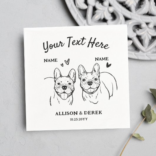 Drinken op US Dog French Bulldogs bruiloft cocktai Servet