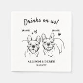 Drinken op US Dog French Bulldogs bruiloft cocktai Servet (Voorkant)