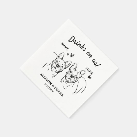 Drinken op US Dog French Bulldogs bruiloft cocktai Servet (Hoek)