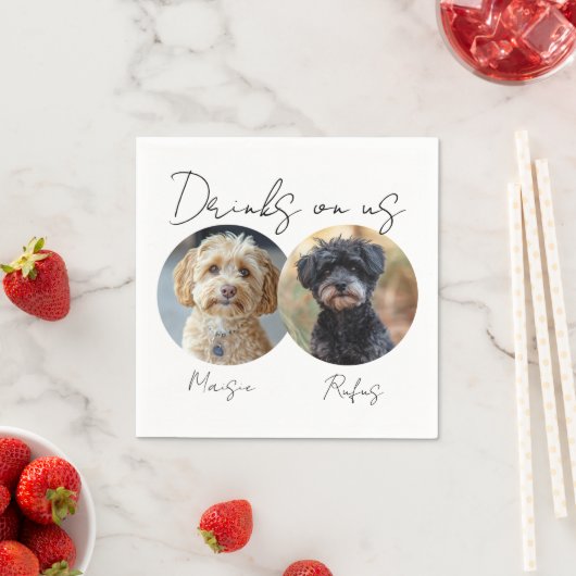 Drinken op US Pet Dog 2 Fotobruiloft Servet (Insitu)