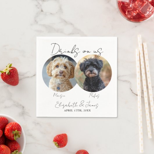 Drinken op US Pet Dog 2 Fotobruiloft Servet (Insitu)