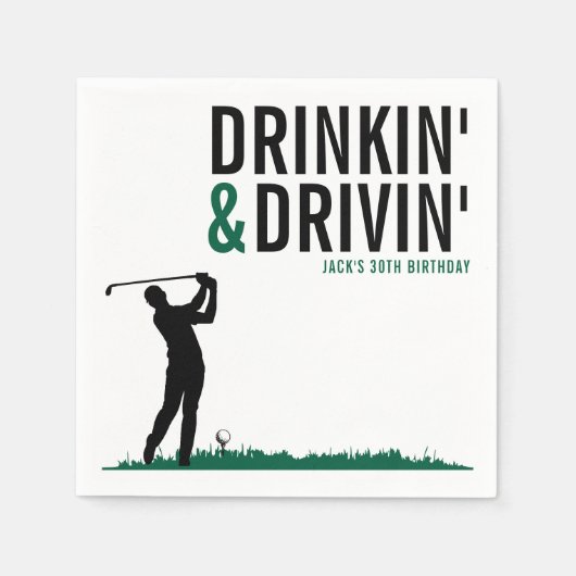 Drinken & Rijden Volwassenen Golf Verjaardagsfeest Servet (Voorkant)