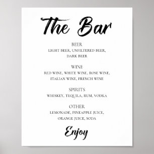 Drinken staaf voor zwarte en witte moderne trouwal poster