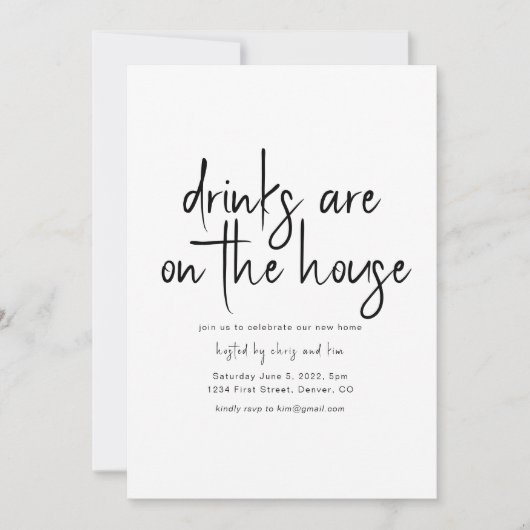 Drinken staan op de House Housewarming Party Invit Kaart (Voorkant)