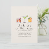 Drinken staan op de House Housewarming Party Invit Kaart (Staand voorkant)