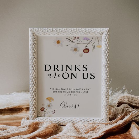 Drinken staan op ons Boho Wildflower Wedding Sign Poster