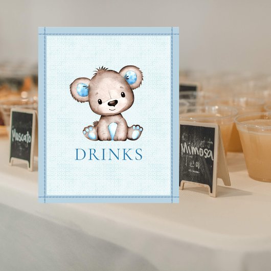 Drinken Tabel Cute Brown Beer Baby shower Poster