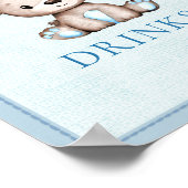 Drinken Tabel Cute Brown Beer Baby shower Poster (Hoek)