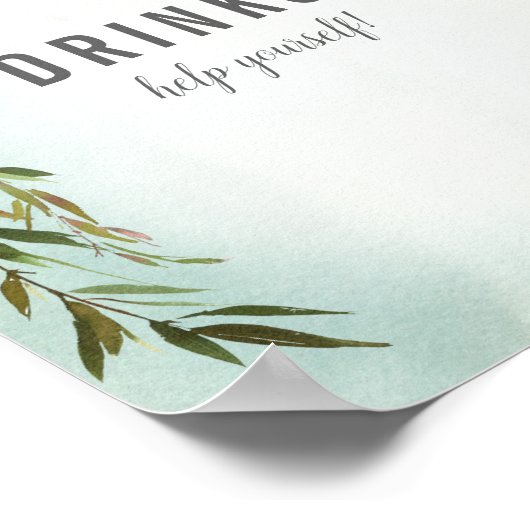 Drinken Tafel Groene Rozenrode Baby Sprinkle Showe Poster (Hoek)