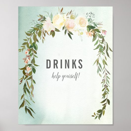 Drinken Tafel Groene Rozenrode Baby Sprinkle Showe Poster (Voorkant)