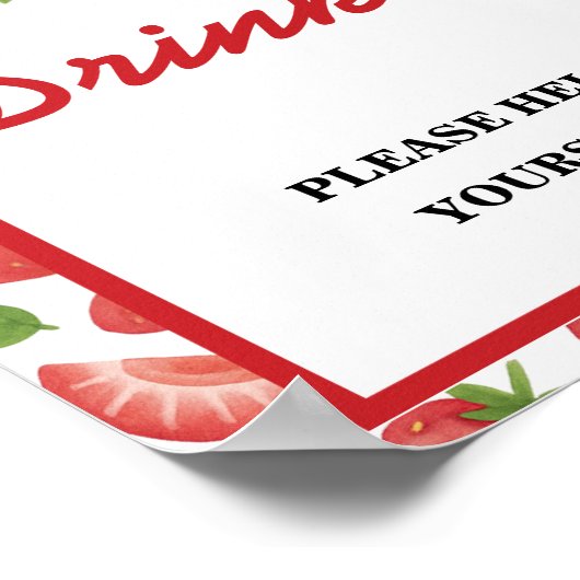 Drinken Teken Aardbei Berry Sweet Baby shower Poster (Hoek)