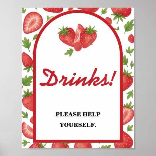 Drinken Teken Aardbei Berry Sweet Baby shower Poster (Voorkant)