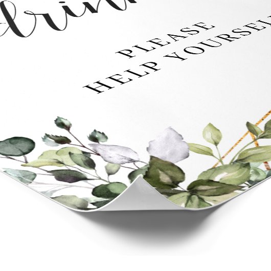 Drinken van de moderne boho greenery foliage gold poster (Hoek)