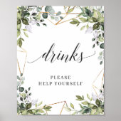 Drinken van de moderne boho greenery foliage gold poster (Voorkant)