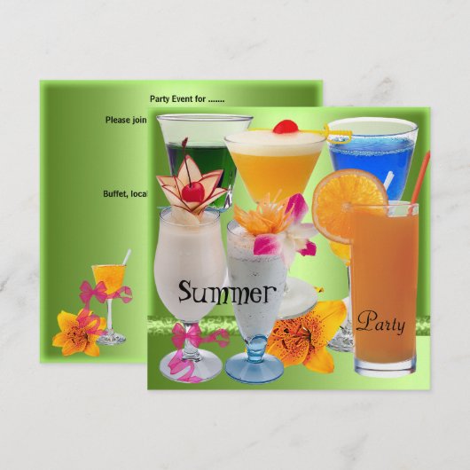 Drinken van de zomerpartij Tropische Lime Green Co Kaart (Voorkant / Achterkant)