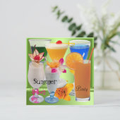 Drinken van de zomerpartij Tropische Lime Green Co Kaart (Staand voorkant)