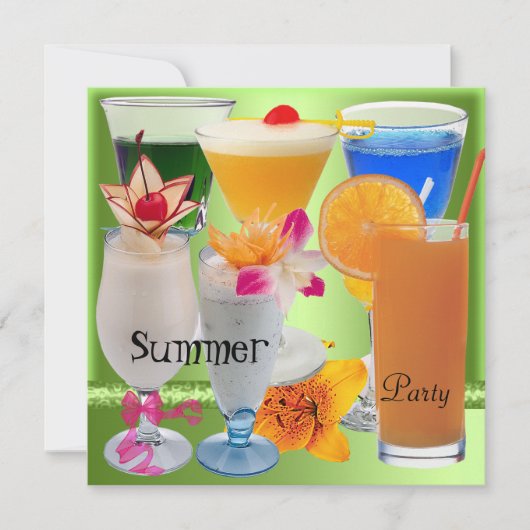 Drinken van de zomerpartij Tropische Lime Green Co Kaart (Voorkant)