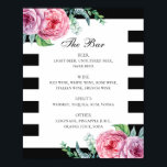 Drinken van de zwarte en witte roze boho floral br poster<br><div class="desc">Drinken met een zwart-wit bruiloft zijn poster met roze waterverf boho bloemen. Geschikt voor verjaardag,  verjaardag en elke andere partij. Neem contact met me op als je extra objecten nodig hebt.</div>