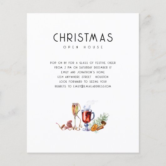 Drinken van het PAPIER-kerst Open House uitnodigen Flyer (Voorkant)