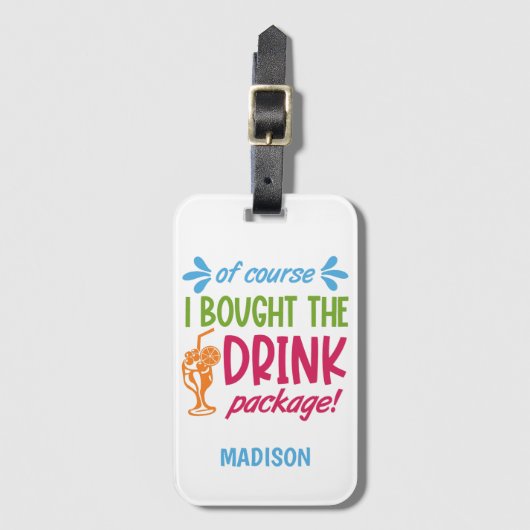 Drinken voor aangepaste naam cruise bagagelabel (Voorkant (verticaal))