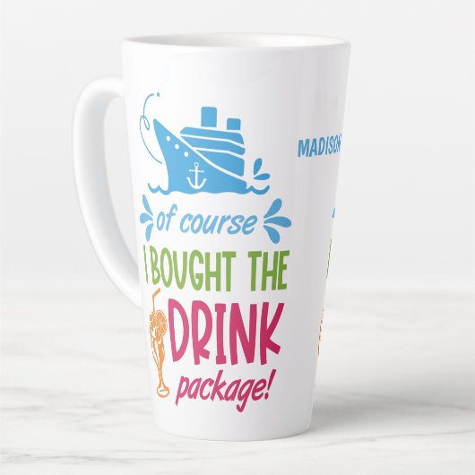 Drinken voor aangepaste naam cruise latte mok (Linkerhoek)