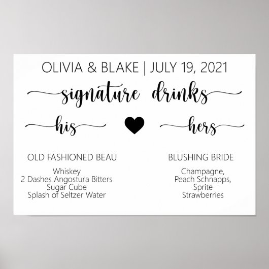 Drinken voor bruiloft afdrukken poster (Voorkant)