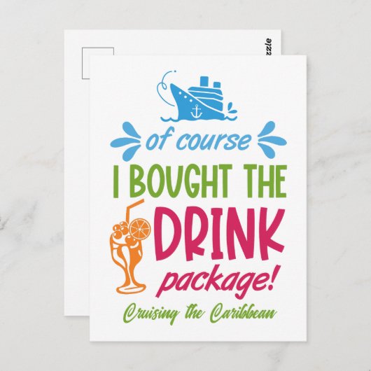 Drinken voor cruise op de bestemming briefkaart (Voorkant / Achterkant)