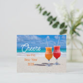 Drinken voor de nieuwjaars begroeting van het stra briefkaart (Staand voorkant)