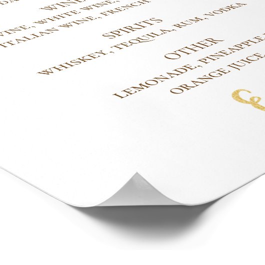 Drinken voor gouden scriptbruiloft. Eenvoudige alc Poster (Hoek)