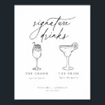 Drinken voor hedendaagse grafische minimalistische poster<br><div class="desc">De hedendaagse Chic-minimalistische handtekening drinken,  het poster van het trouwbord.</div>