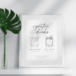 Drinken voor hedendaagse grafische minimalistische poster<br><div class="desc">De hedendaagse Chic-minimalistische handtekening drinken,  het poster van het trouwbord.</div>