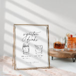 Drinken voor hedendaagse grafische minimalistische poster<br><div class="desc">De hedendaagse Chic-minimalistische handtekening drinken,  het poster van het trouwbord.</div>