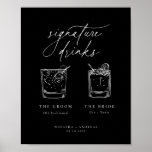 Drinken voor hedendaagse grafische minimalistische poster<br><div class="desc">De hedendaagse Chic-minimalistische handtekening drinken,  het poster van het trouwbord.</div>