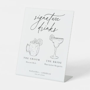 Drinken voor hedendaagse grafische minimalistische reclamebord met voetstuk