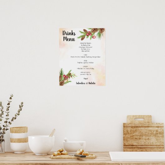 Drinken voor kerstbruiloft poster (Keuken)