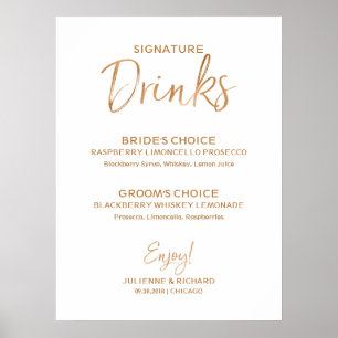 Drinken voor ondertekening   Stylish Gold Roos Let Poster