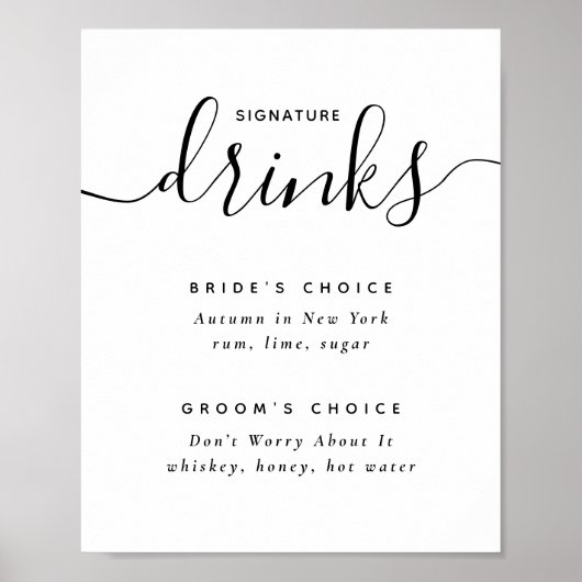 Drinken voor ondertekening. Zwarte en witte bruine Poster (Voorkant)